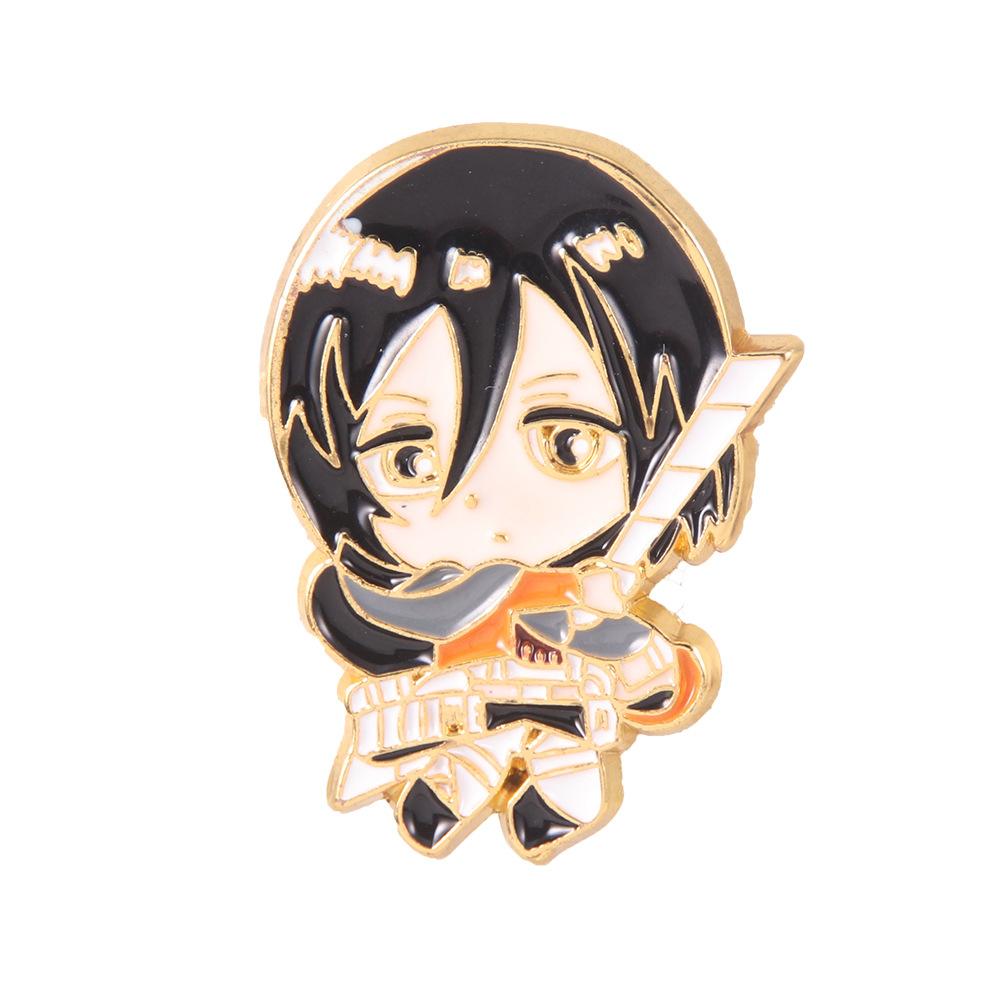 Attack on Titan Anime Enamel Pins Mikasa Rivaille Figure Brooch Jewelry Backpack Clothing Decoration Accessories Gifts