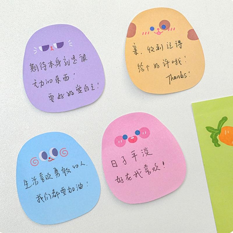 60 Sheets Self Adheive Note Paper Small Notepads Cartoon Notes Unllined Sheet Reminders On Fridges Notebook Calendar