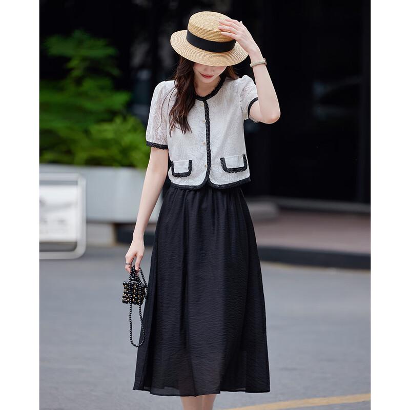 TERRE BLEUE Women s Summer Two-Piece Shirt & A-line Skirt Set L