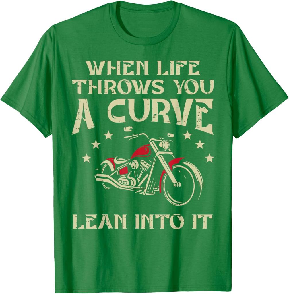 Biker Quand la vie vous réserve une surprise Design motif moto 100% coton Col rond Manches courtes Décontracté Imprimé T-shirt homme