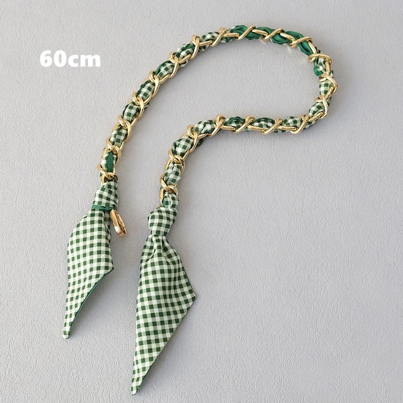 New Fashion Brand Woman Handbag Accessory Chains Detachable Floral Print Gold Silver Metal Silk Shoulder Strap Women DIY Chain Bag Handles