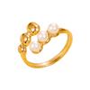 Elegant Geometric Drum-Shaped Pearl Stainless Steel Ring - Perfect Gift for Friends & Girlfriends