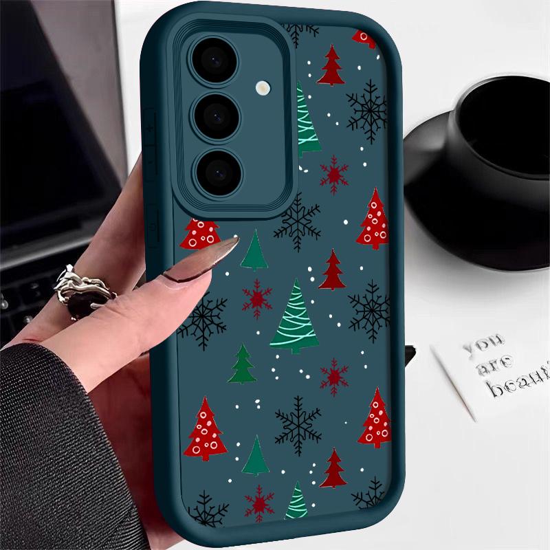 For Samsung Galaxy S25 Edge S24 Ultra S23 S22 Plus S21 FE A16 A26 A17 A35 A36 A54 A55 A56 5G Capa Christmas Tree Snowflake Case