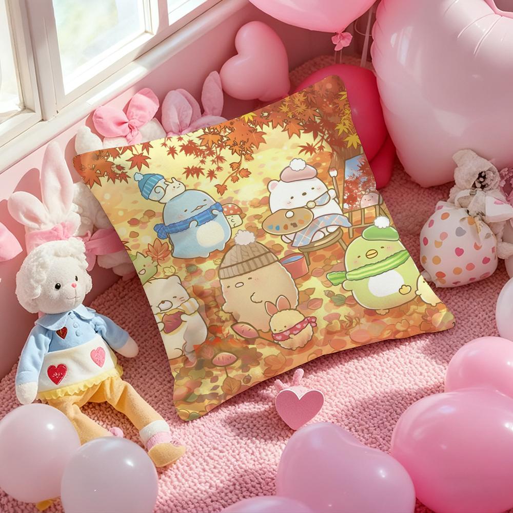 Cartoon S-Sumikko G-Gurashi Anime Kissenbezug Musterbedruckte Kissenhülle für Wohnzimmer Sofa Kissenbezug & Schlafzimmer Dekoration