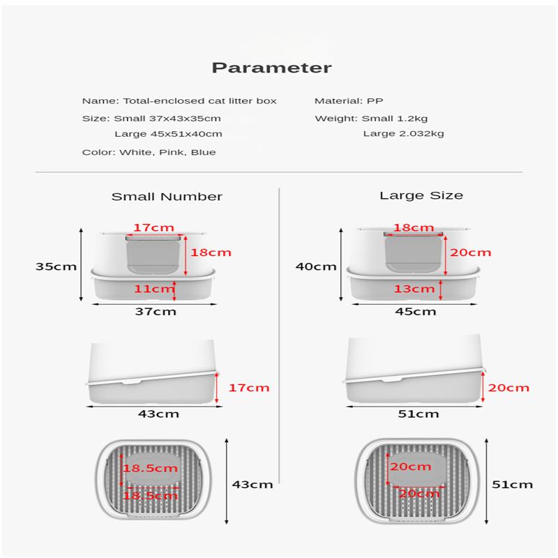 Litter Tray Fully Enclosed Splash-proof Cat Litter Box Odour-proof Pet Cleaning Products Anti-banding Cat Litter Cat Toilet