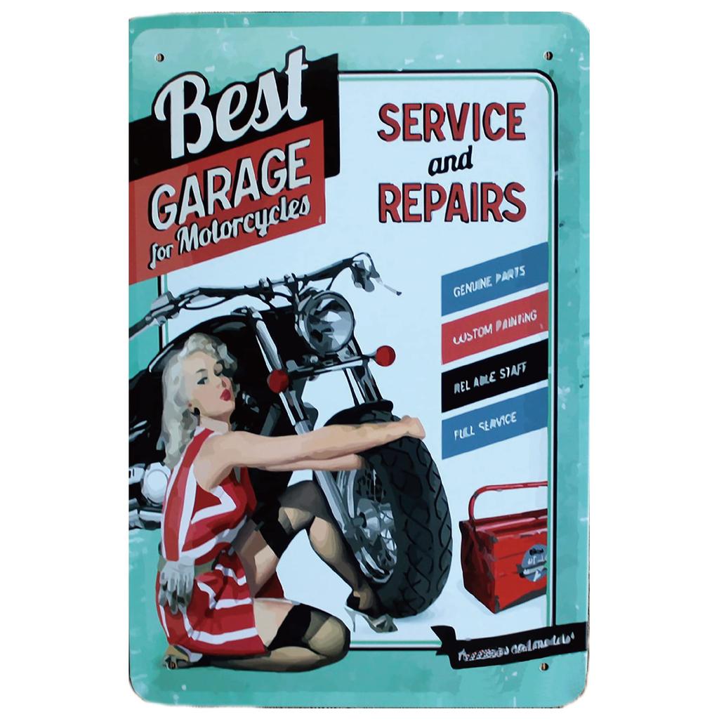 Lanx. Tin Sign Motorcycle 5-Piece Set Metal Plate American Vintage Style Wall Decoration Retro Goods Metal Goods Wall Decoration Antique (Motorcycle)