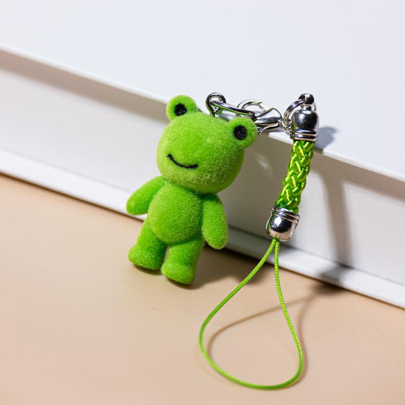 Cute Cartoon Frog Phone Lanyard Flocking Frog Phone Chain Keychain Lovely Animal Key Pendant Backpack Ornament Couple Gifts