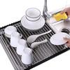 Folding Stainless Steel Dish Dryer, Roll Dish Dryer, Shelf, Kitchen Sink Holder, Organizer
