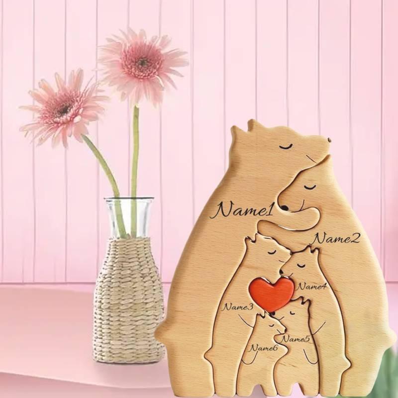 Personalized Bear Hug Garnish Wooden Puzzle Toy Family Bear Educational Xmas Toy