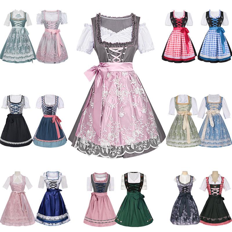 2025 Euro-American Beer Fest Women's Lace Maid Dress Set, Color Block, Plus Size Skirt