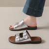 CRLAYDK Flat Sandals for Women Walking Summer Ladies Adjustable Buckle Strap Casual Outdoor Slippers Dressy Slides Footwear
