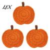 Crochet Pumpkin Cushion Handmade Coasters, Soft Polyester Coffee Mats, Heat Resistant Drink Mats Autumn Themed Farmhouse Dining Accessories