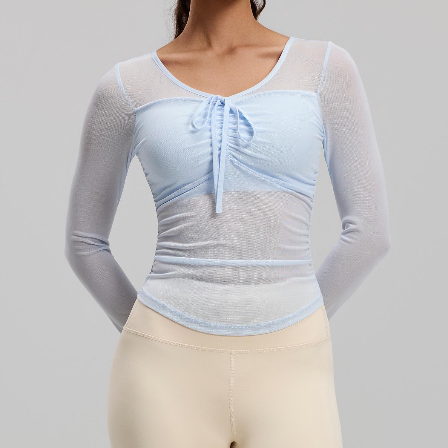 

2026 Women s Long Sleeve Mesh Yoga Top with Fixed Cup - Slimming Sports Fitness Outerwear Medium
