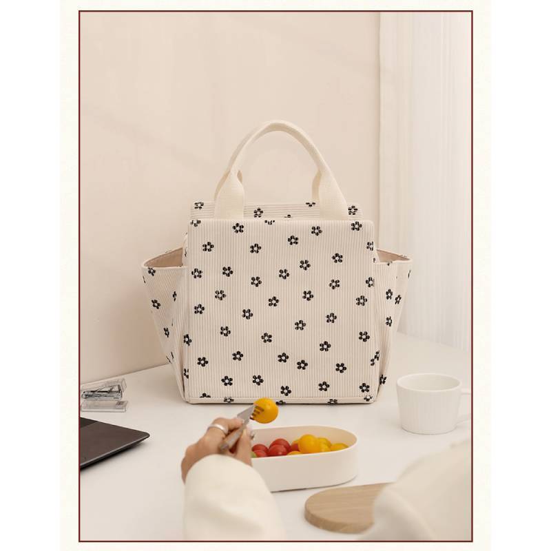 Lunch Bag Insulated Tote With Waterresistant Corduroy For Office And School Use