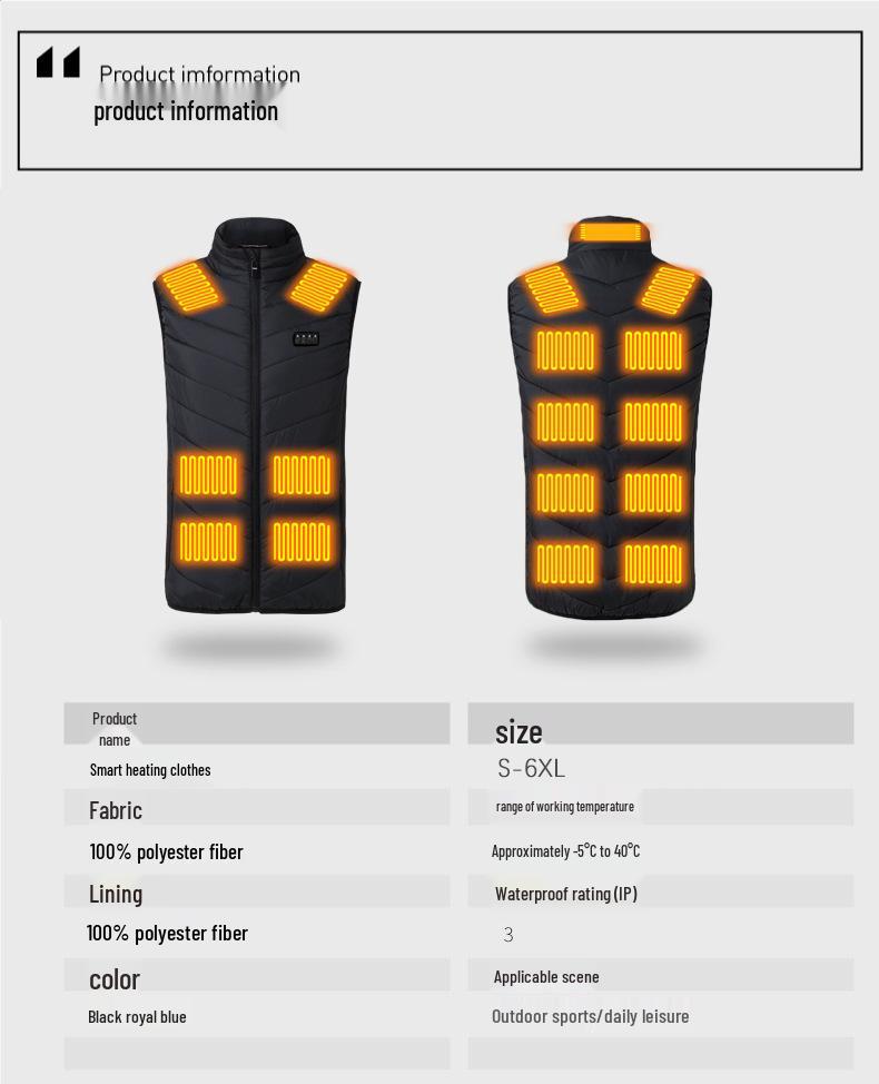 Herren Winter Smart Elektrische Beheizbare Weste mit 28 Heizzonen