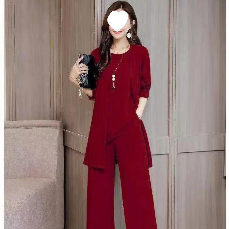 Costume Élégant pour Femme - Pantalon Large Noir - Ensemble Trois Pièces - Automne/Hiver 2025