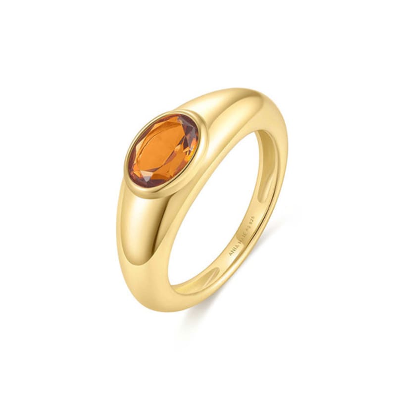 ANIA HAIE Gold Engraved Gemstone Art Ring R066-02G