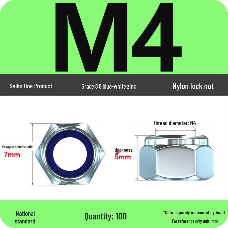 4.8-Grade Galvanized Black Nylon Anti-Loosening Self-Locking Nut for M3-M10 Threads