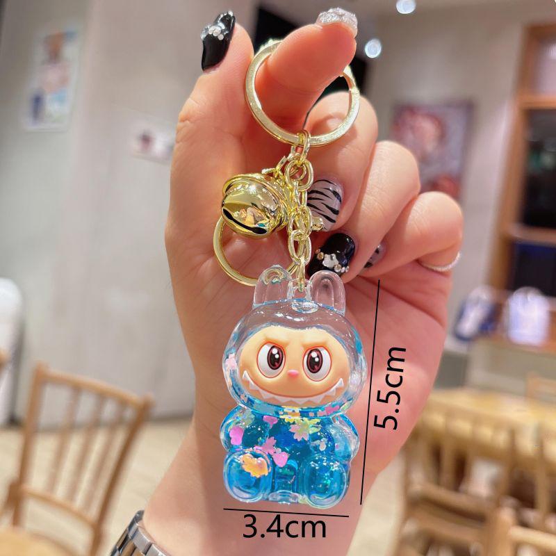 Cartoon Labubu Treibsand Schlüsselanhänger Anhänger Für Frauen Mädchen Niedliche Puppe Schlüsselring Exquisite Rucksack Dekoration Zubehör Geschenke