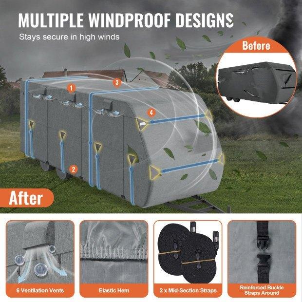 Trailer Travel RV Cover 28-31 Ft Class A Camper Cover 300D Oxford Fabric