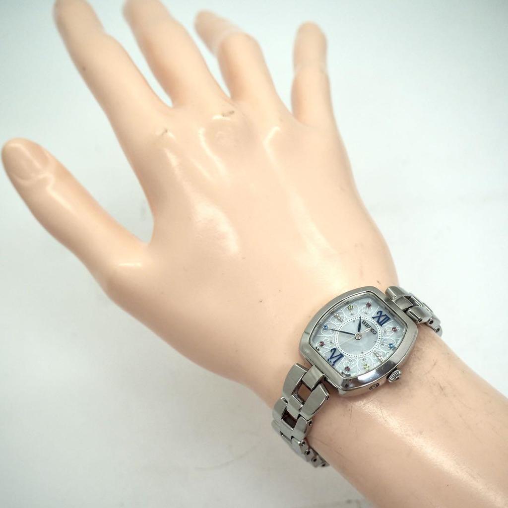 [USED] 406 SEIKO Radio-Controlled Solar Watch, Tonneau, Clear Blue, Women's