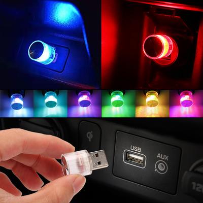 אורות אווירה LED מיני USB לרכב מנורת נוי למסיבה אווירה דוגמנות רכב נייד פלאג אנד פליי LED פנימי לרכב