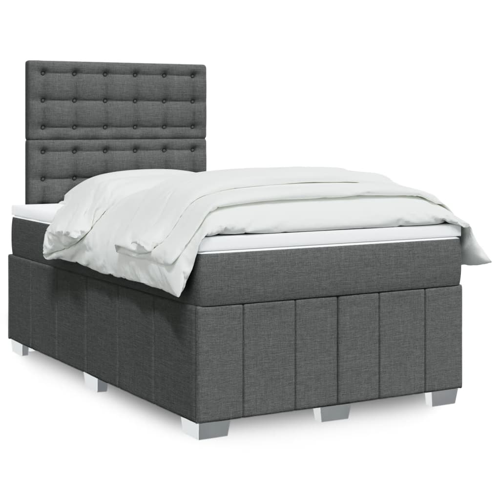 Box Spring Bed with Mattress Dark Gray 120 x 190 cm Fabric