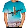 Summer New Men's T-shirt 3D Printed Short Sleeved Airplane Pattern Fashion Trend Round Neck