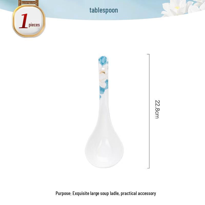 Tangshan Bone China Long Handle Soup Spoon - Ceramic Tableware Ladle Spoon