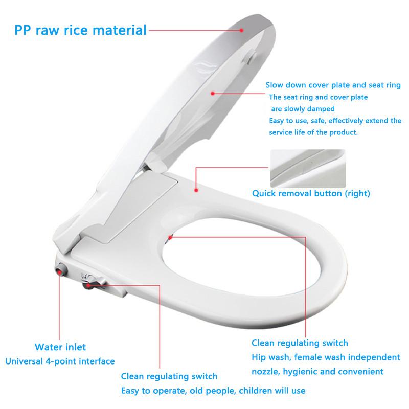Lid Non-Electric Flushing Bidet Toilet Seat Soft Closing Silence Toilet Seat Cover Manual Control Universal Toilet Seat