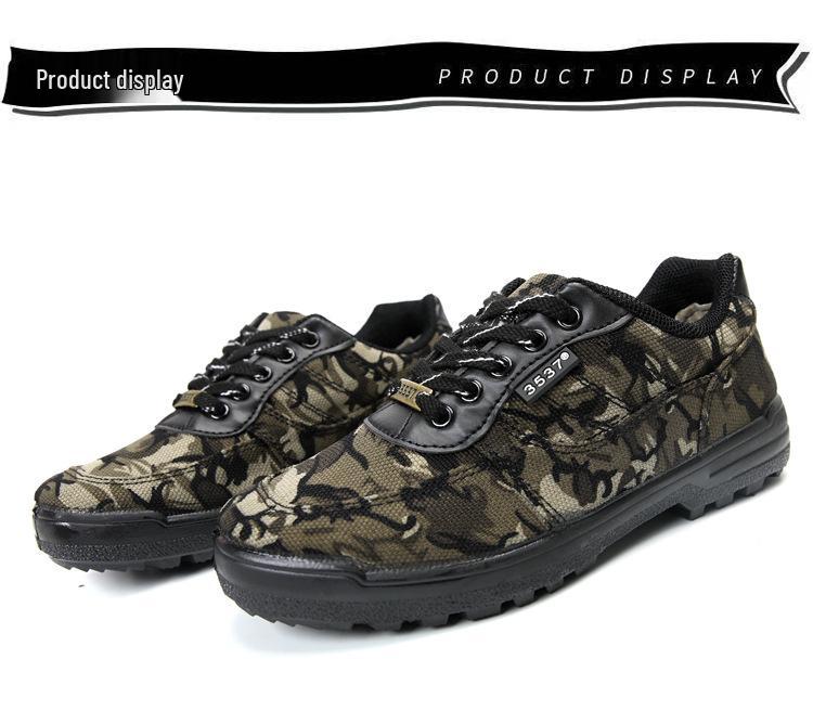3537 Men's Low-Top Anti-Odor Non-Slip Construction Shoes - Wear-Resistant Rubber Canvas for Outdoor Mountaineering