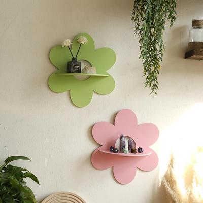 Mensola a Muro in Legno a Forma di Fiore con Cristalli per Decorazione della Casa