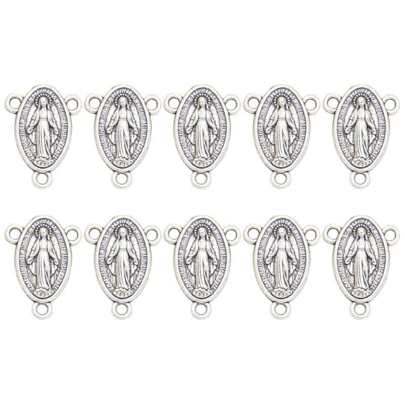 

10 шт. антикварной овальной формы медальон подвеска медаль Девы Марии сплав католический амулет украшения ювелирные изделия принадлежности