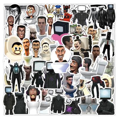 50 Skibidi Toilet Man Cartoon Stickers: Waterproof Decoration for Journals, Water Bottles, and Computers