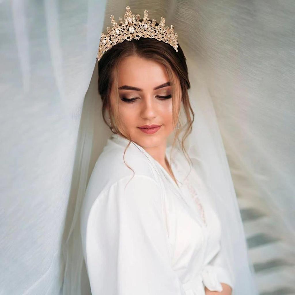 Queen Crown Rhinestone Birthday Headband - Alloy Bride Party Tiara Hair Accessory