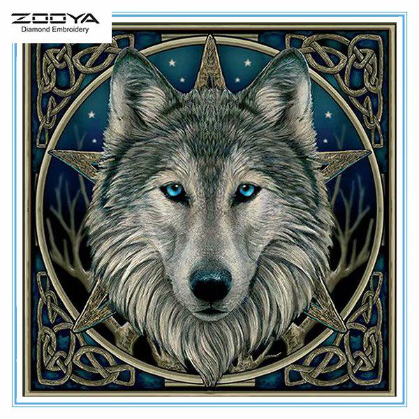 

ZOOYA DIY 3D круглая алмазная картина животное волк вышивка крестиком домашний декор