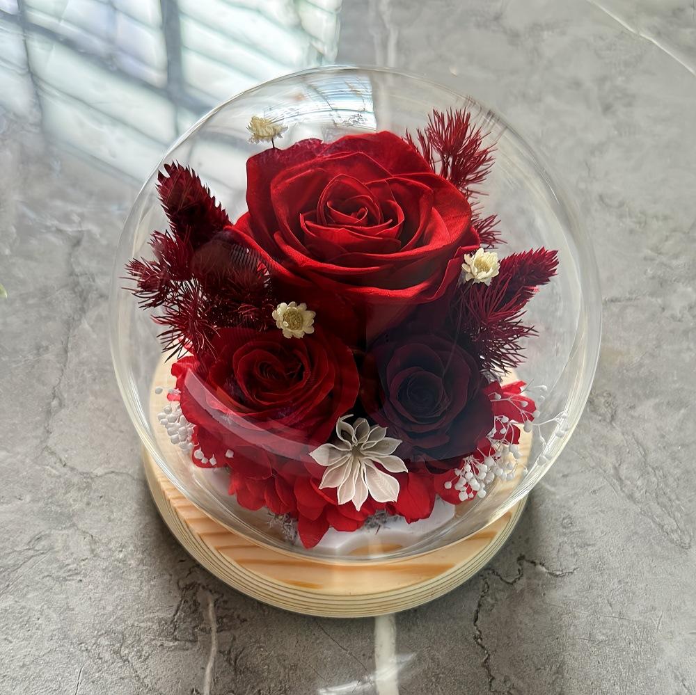 Eternal Flower Spherical Glass Cover Rose Sunflower Gift Christmas Valentine's Day Gift Eternal Flower Spherical