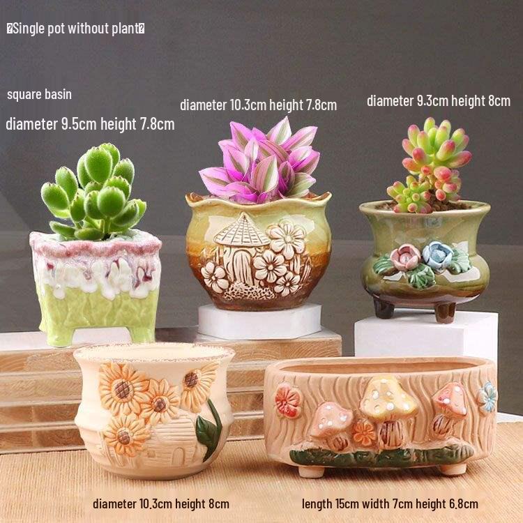 Unglasiertes Keramik-Sukkulenten-Blumentopf aus lila Ton - Klein, Schlichtes, Pastorales Design mit kostenlosem Versand