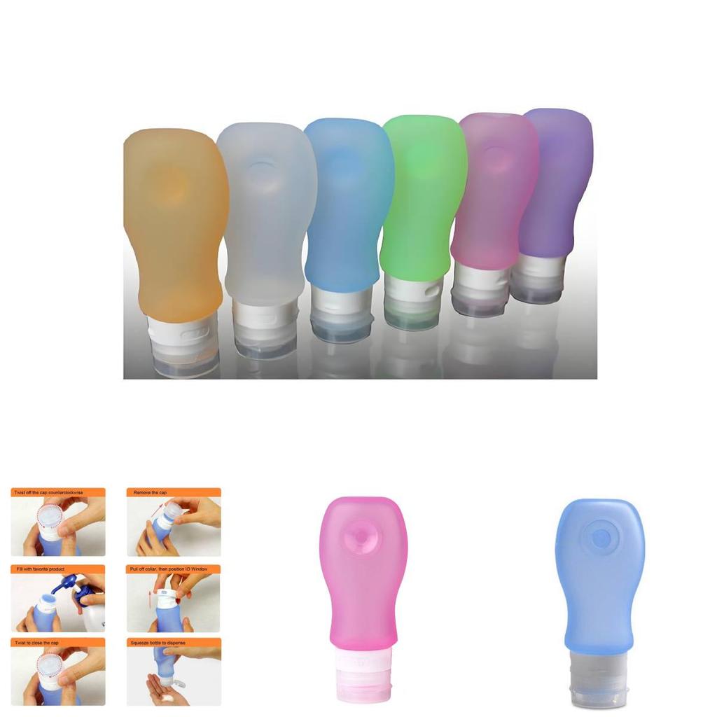Silicone Travel Containers With Flip Top For Cosmetics And Shower Essentials