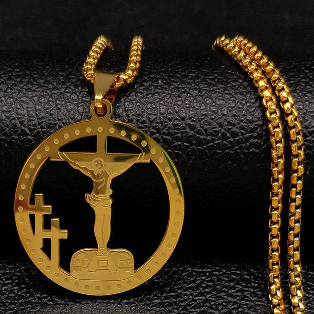 Cross Stainless Steel Choker Necklace for Man Gold Color Men 'S Chain Necklace Jewelry Corrente Masculina N1173s02