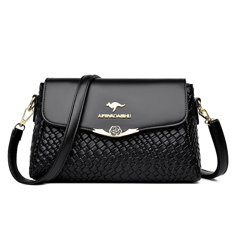 

Luxury Handbag Women Bags Designer Pu Leather Knitting Shoulder Messenger Crossbody Bags for Women Mother Bolsa Ladies Hand Bag чёрный