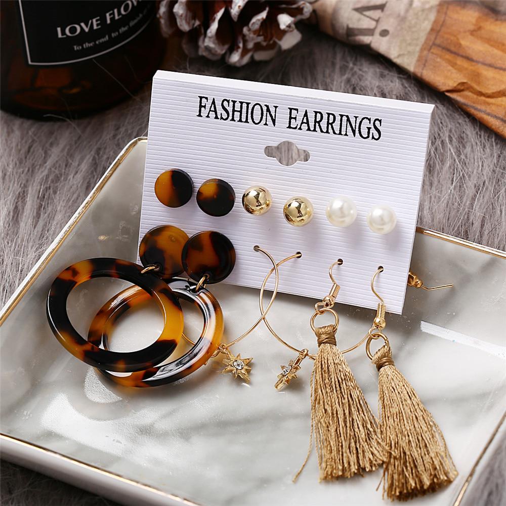 17KM Boho Shell Acrylic Drop Earrings for Women Brinco Gold Rattan Dangle Earring Set Boucle Doreille Femme Fashion Jewelry