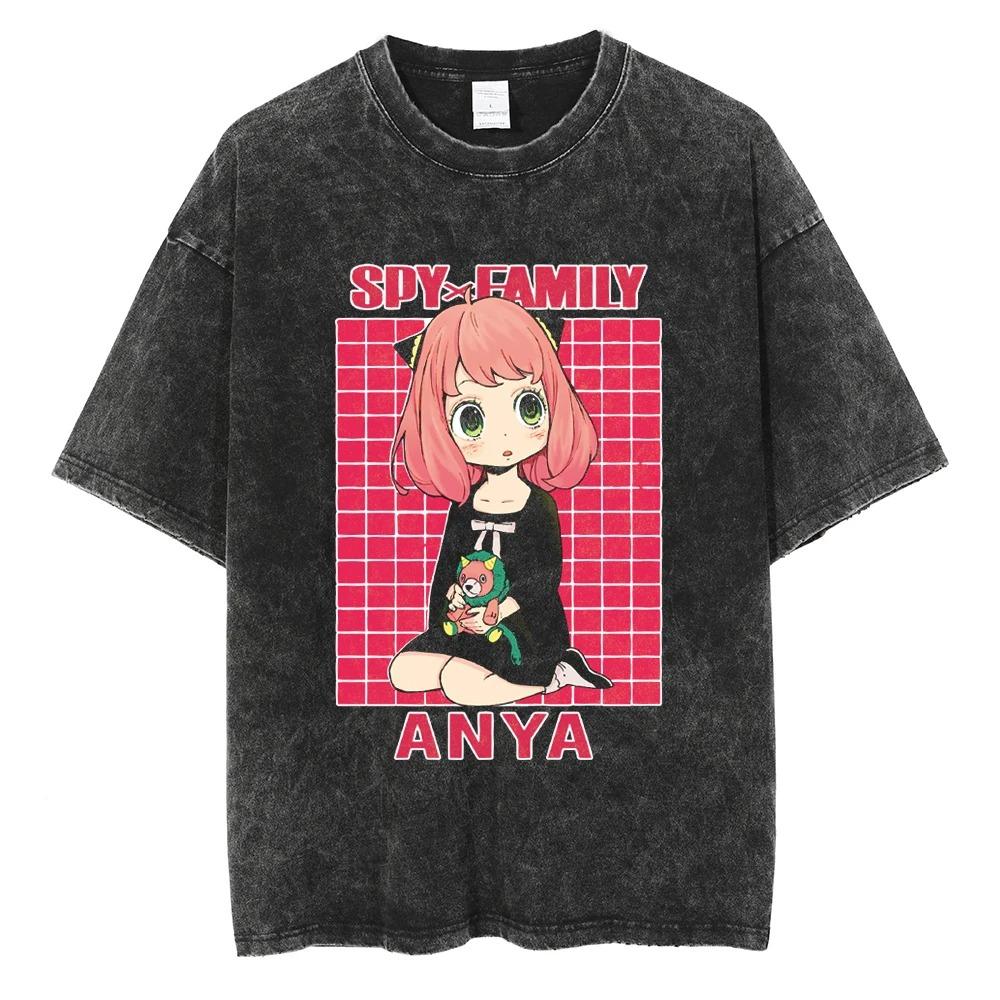 Spy x Family Anya Peeking Classic Scene Vintage Washed Anime T-Shirt, Unisex Cute Anime Fan Streetwear Tee, 100% Cotton Casual Short Sleeve Top