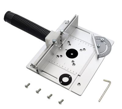 Milling Machine Table Insert Plate, Aluminum Router Table Top with Back Fence and Square, Universal Cutter Flap for Woodworking Workbench (Silver)