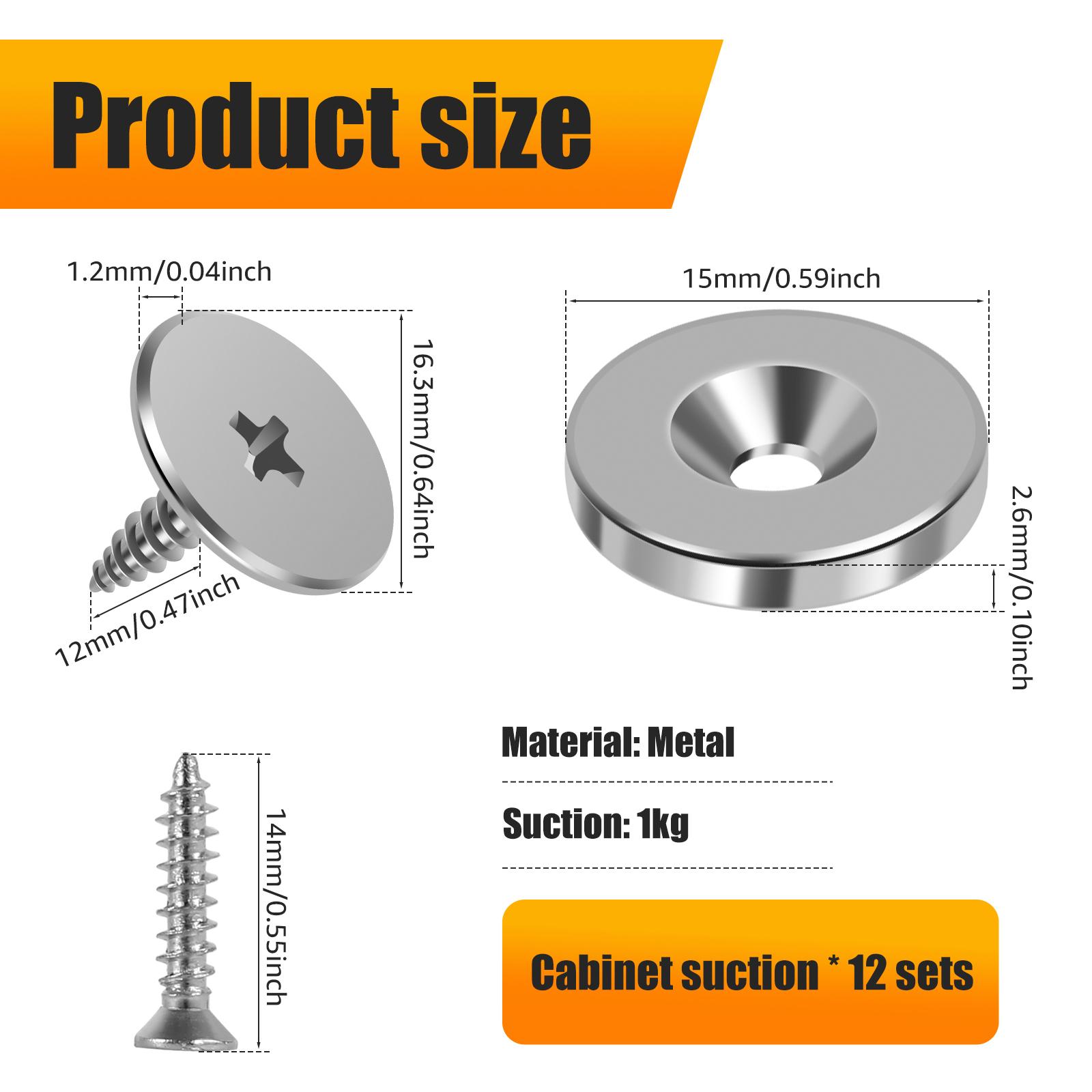 

12Pcs Cabinet Door Magnetic Closure Metal Magnetic Door Hidden Closing Magnetic Door Catch Closer for Cabinet Closet