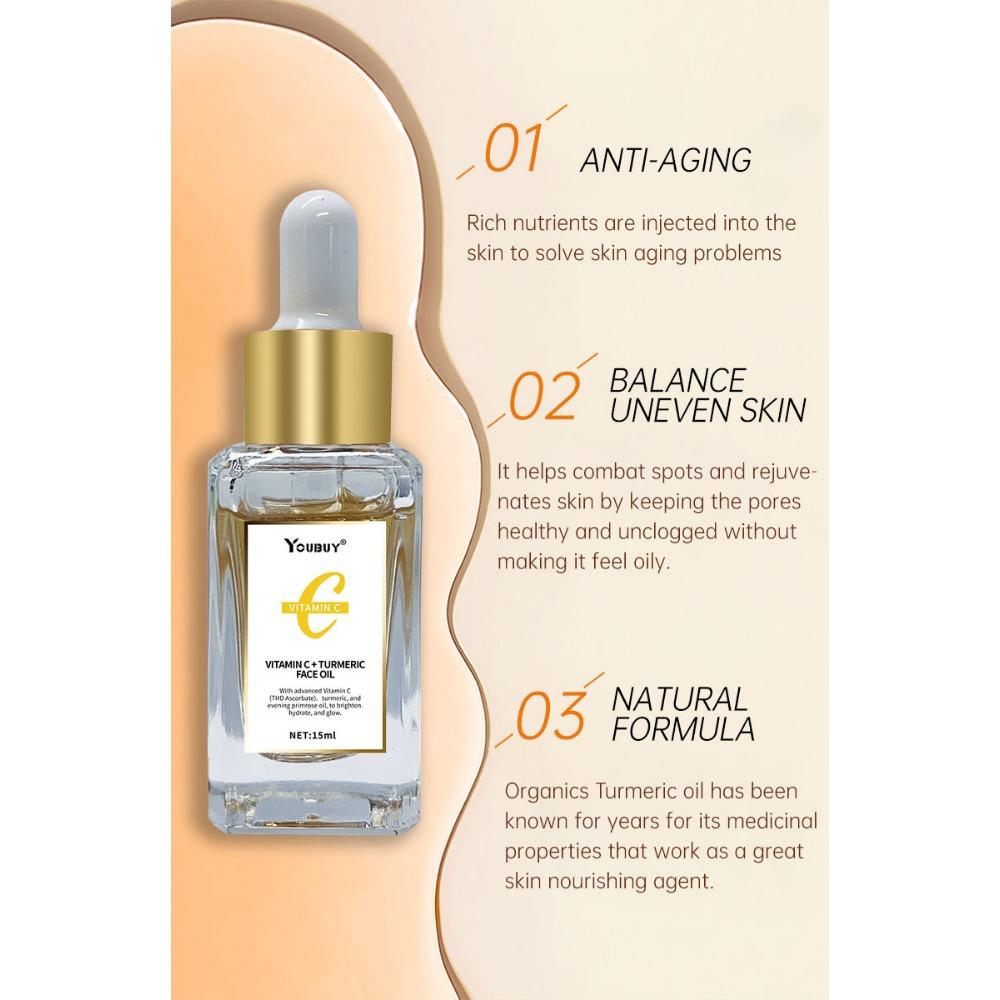 VC Gurkemeie Essence lysner opp ansiktets hudfarge Vitamin C Essence Oil fukter og blekner fine linjer