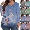 Women's Fashionable Casual Long Sleeved Plus Size Floral Print Top Plus Size Floral Print Top