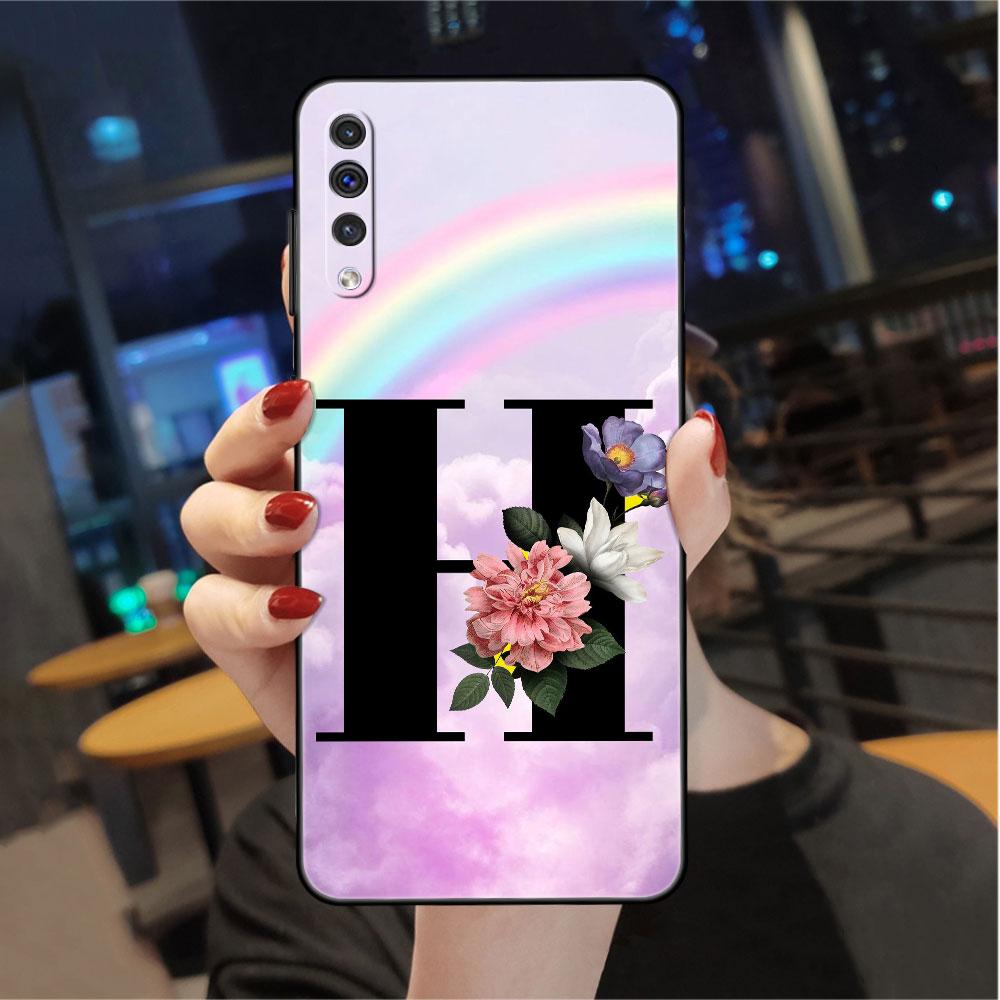 

Чехол для Samsung Galaxy A50 A02s M31 A70 A30 A10 A20e A40 A10s M30s M51 M52 M22 M32, черный чехол для телефона, розовые буквы MSR Samsung F42 5G