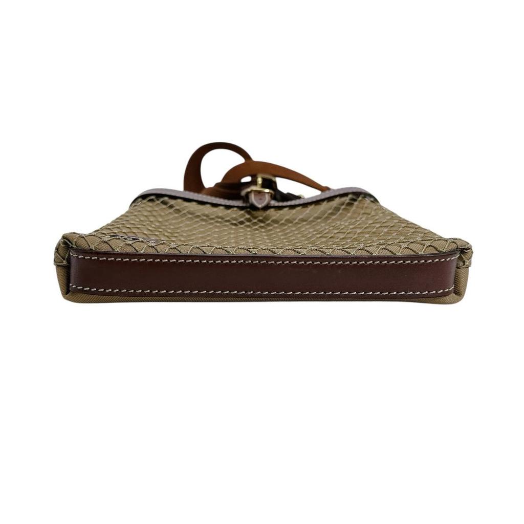 HUNTING WORLD Diagonally hung Shoulder Bag canvas Khaki x Brown unisex Used