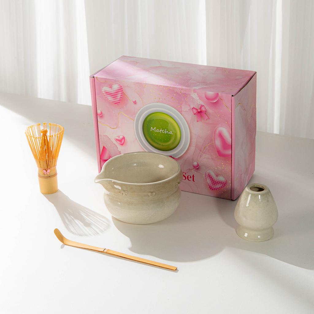 Japanese Matcha Set With Bow Pattern, Matcha Whisking Tools, Tea Set Accessories, Multiple Styles Available, Gift